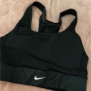 Nike Women's Black Sports Bra with White Logo
